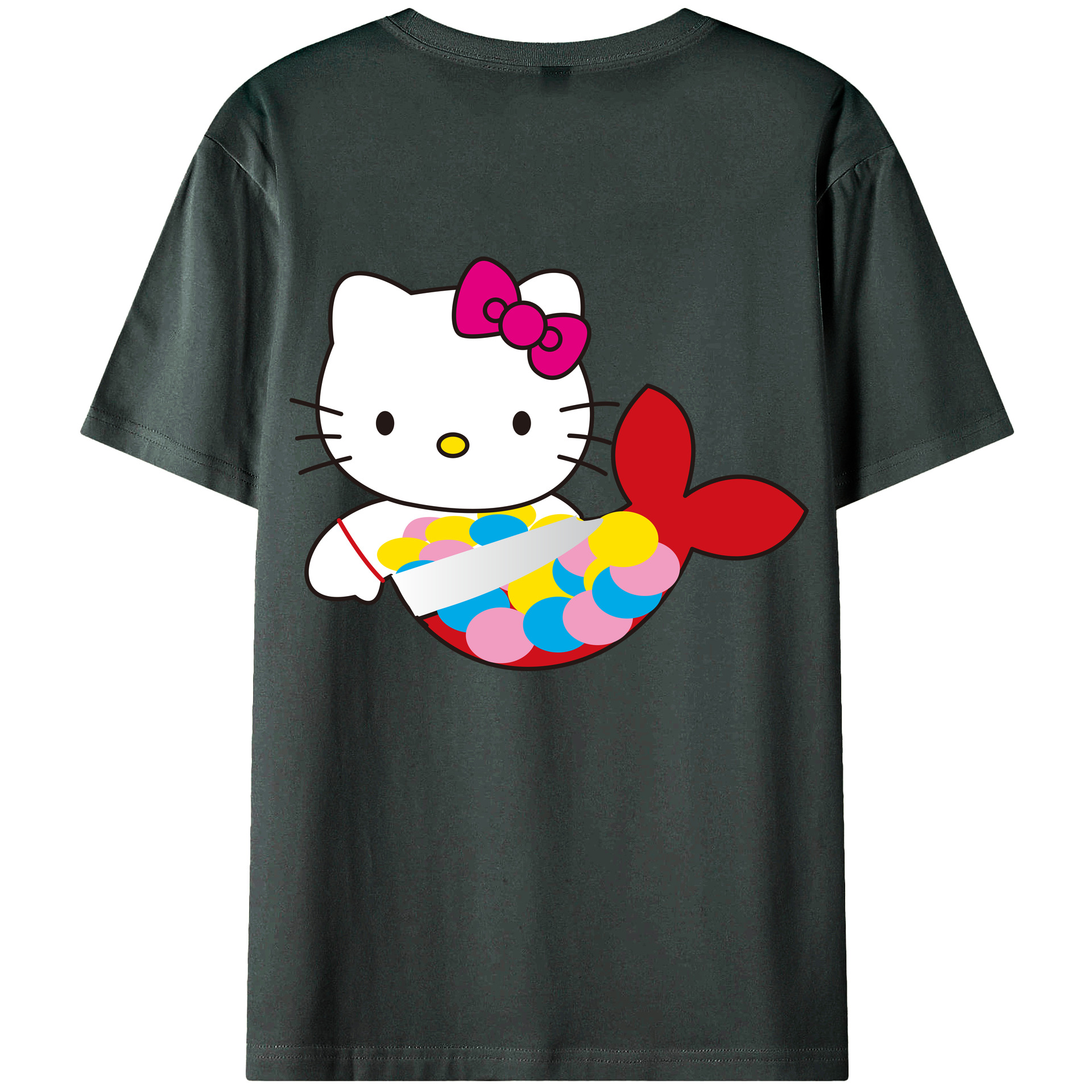（画像用） Hello Kitty ハローキティ 綿100％ メンズ半袖Tシャツ（バックプリント） 通気性